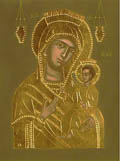 Vierge à l’enfant-peinture et feuille d'or sur papier