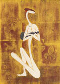 Maternité à fleur de lys - 2000, peinture et feuille d’or sur papier